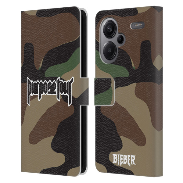 Justin Bieber Tour Merchandise Camouflage Leather Book Wallet Case Cover For Xiaomi Redmi Note 13 Pro Plus 5G