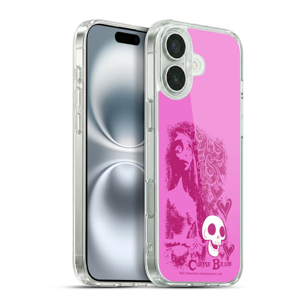 Corpse Bride Key Art Pink Distressed Look Soft Gel Case for Apple iPhone 16 Plus & MagSafe