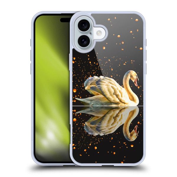 Dave Loblaw Animals Swan Lake Reflections Soft Gel Case for Apple iPhone 16 Plus