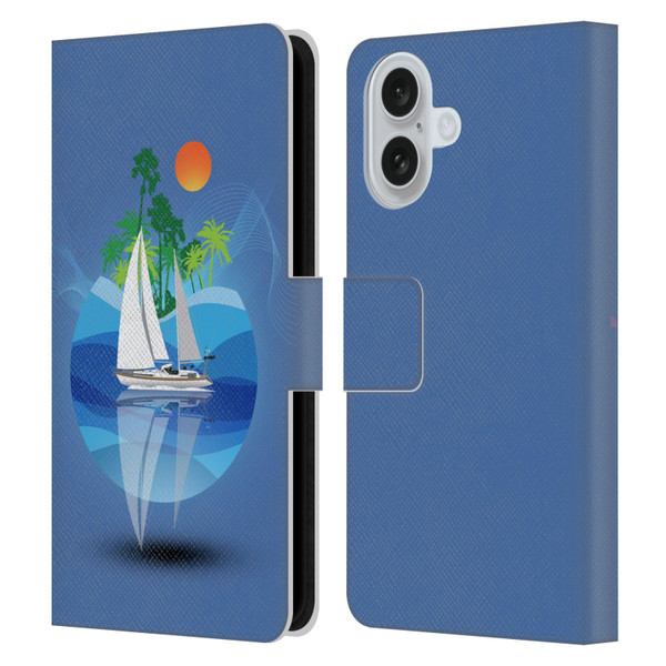 Dave Loblaw Contemporary Art Tropical Waters Leather Book Wallet Case Cover For Apple iPhone 16