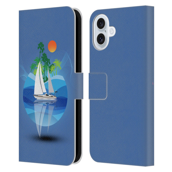 Dave Loblaw Contemporary Art Tropical Waters Leather Book Wallet Case Cover For Apple iPhone 16 Plus