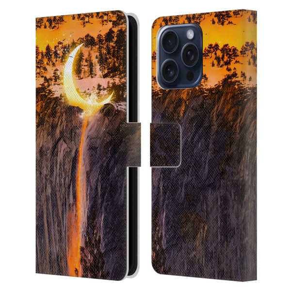 Dave Loblaw Sci-Fi And Surreal Fire Canyon Moon Leather Book Wallet Case Cover For Apple iPhone 16 Pro Max