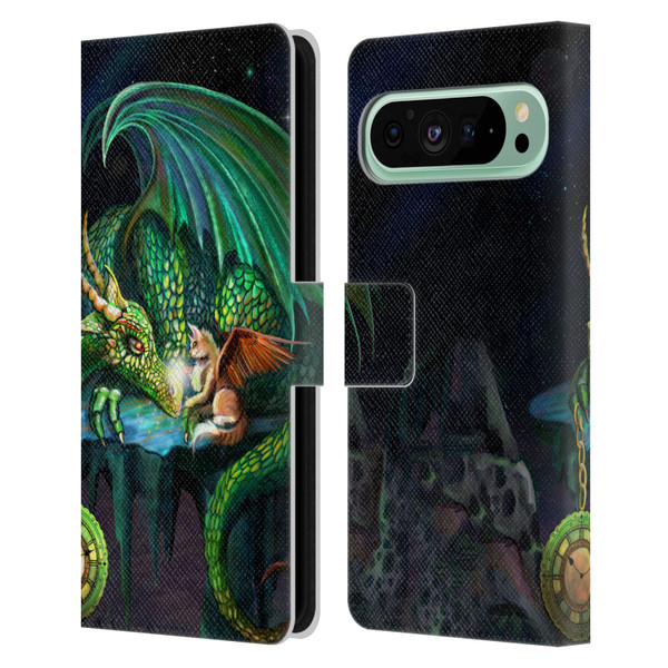 Rose Khan Dragons Green Time Leather Book Wallet Case Cover For Google Pixel 9 Pro XL