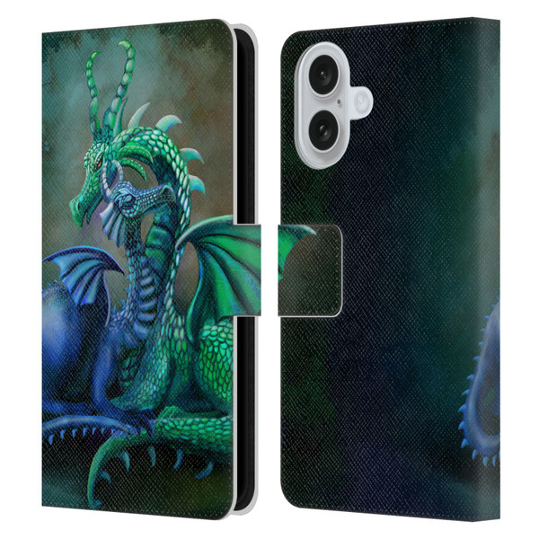 Rose Khan Dragons Green And Blue Leather Book Wallet Case Cover For Apple iPhone 16