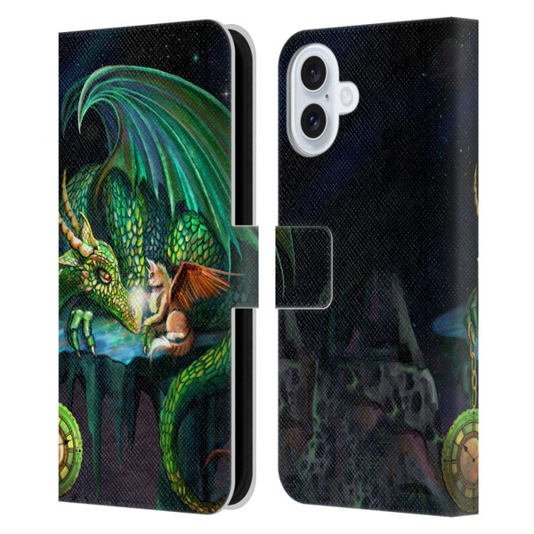 Rose Khan Dragons Green Time Leather Book Wallet Case Cover For Apple iPhone 16 Plus