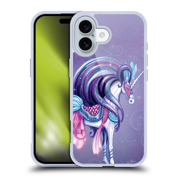 Rose Khan Unicorns White And Purple Soft Gel Case for Apple iPhone 16