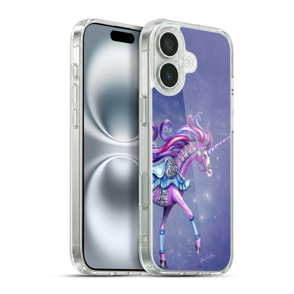 Rose Khan Unicorns Purple Carousel Horse Soft Gel Case for Apple iPhone 16 Plus & MagSafe