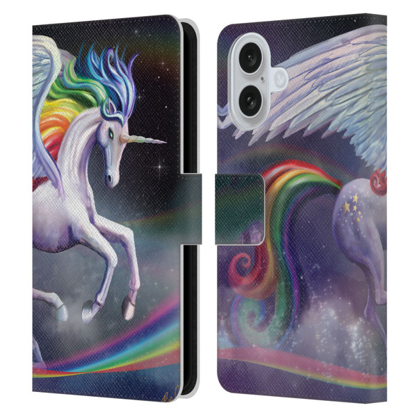 Rose Khan Unicorns Rainbow Dancer Leather Book Wallet Case Cover For Apple iPhone 16