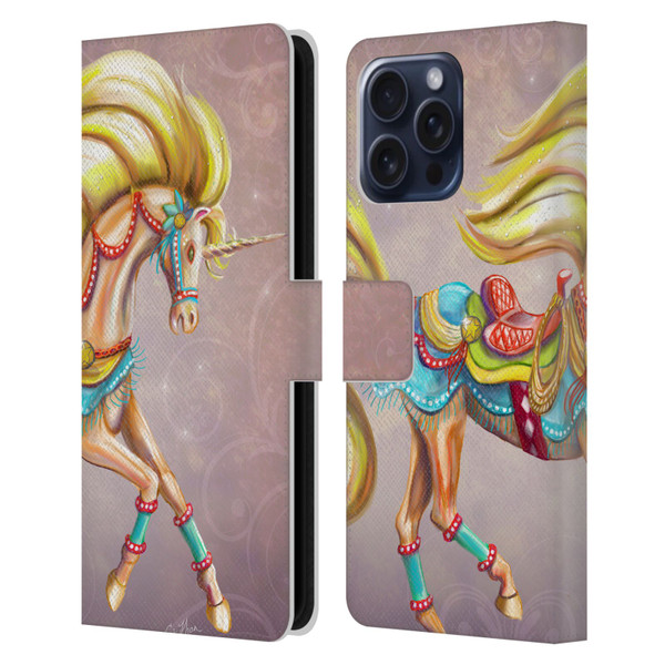 Rose Khan Unicorns Western Palomino Leather Book Wallet Case Cover For Apple iPhone 16 Pro Max