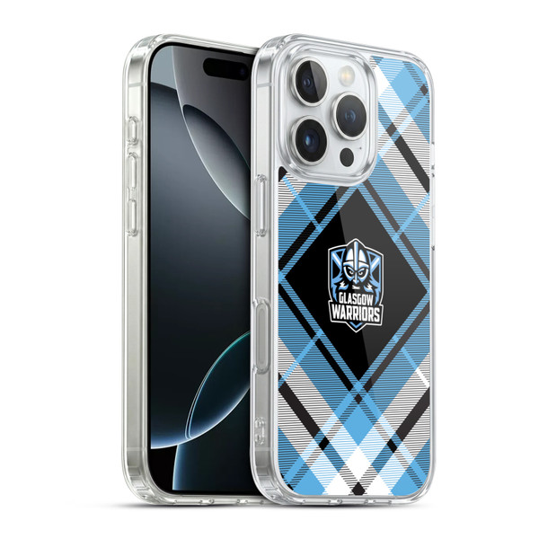 Glasgow Warriors Logo 2 Diagonal Tartan Soft Gel Case for Apple iPhone 16 Pro & MagSafe