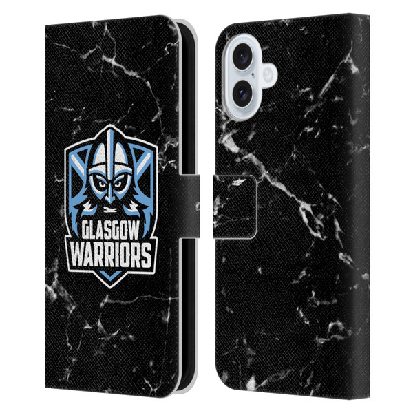 Glasgow Warriors Logo 2 Marble Leather Book Wallet Case Cover For Apple iPhone 16 Plus