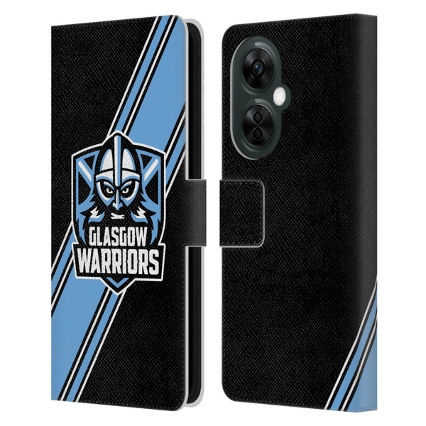 Glasgow Warriors Logo 2 Diagonal Stripes Leather Book Wallet Case Cover For OnePlus Nord CE 3 Lite 5G