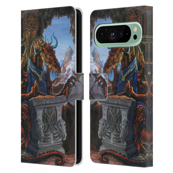 Ed Beard Jr Dragons Ancient Scholar Leather Book Wallet Case Cover For Google Pixel 9 Pro XL