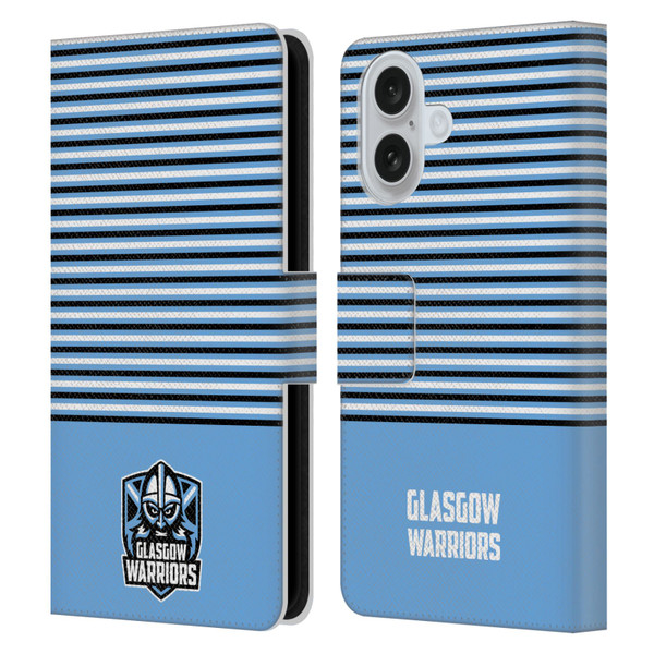 Glasgow Warriors Logo Stripes Blue 2 Leather Book Wallet Case Cover For Apple iPhone 16