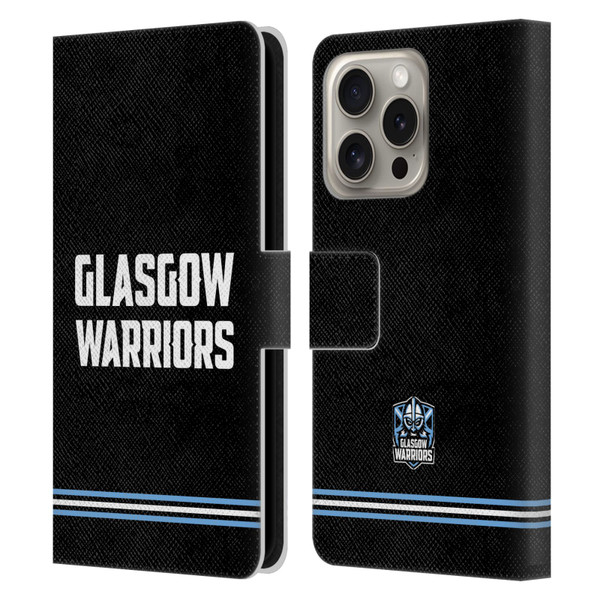 Glasgow Warriors Logo Text Type Black Leather Book Wallet Case Cover For Apple iPhone 16 Pro