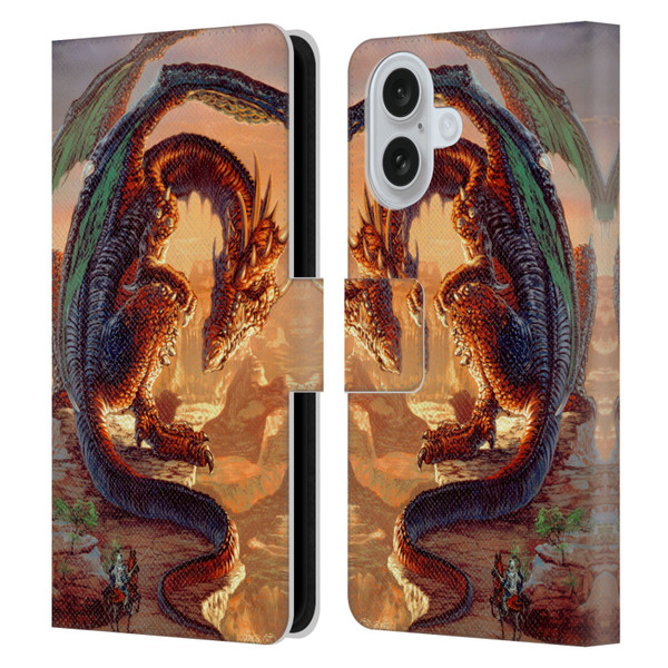 Ed Beard Jr Dragons Bravery Misplaced Leather Book Wallet Case Cover For Apple iPhone 16
