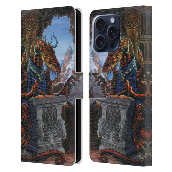 Ed Beard Jr Dragons Ancient Scholar Leather Book Wallet Case Cover For Apple iPhone 16 Pro Max