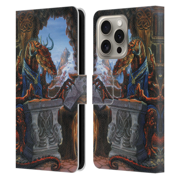 Ed Beard Jr Dragons Ancient Scholar Leather Book Wallet Case Cover For Apple iPhone 16 Pro