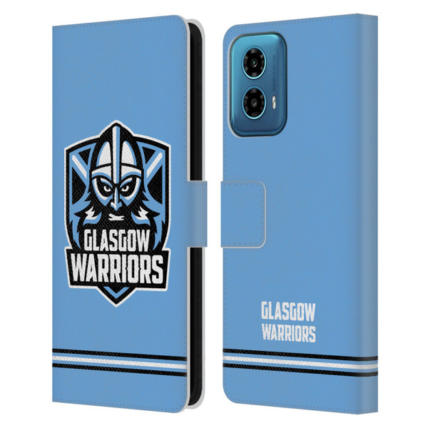 Glasgow Warriors Logo Stripes Blue Leather Book Wallet Case Cover For Motorola Moto G34 5G