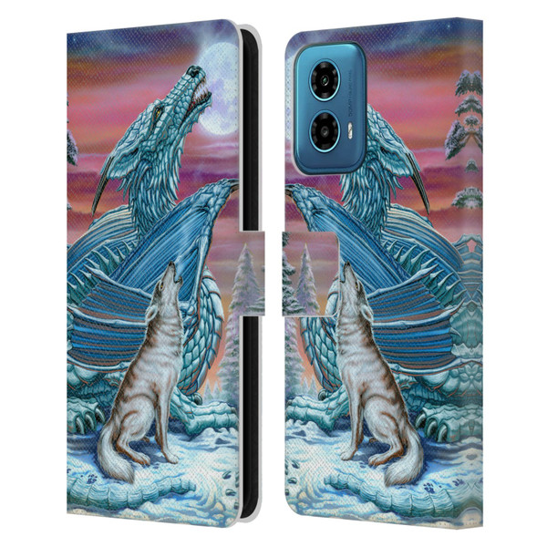 Ed Beard Jr Dragons Moon Song Wolf Moon Leather Book Wallet Case Cover For Motorola Moto G34 5G