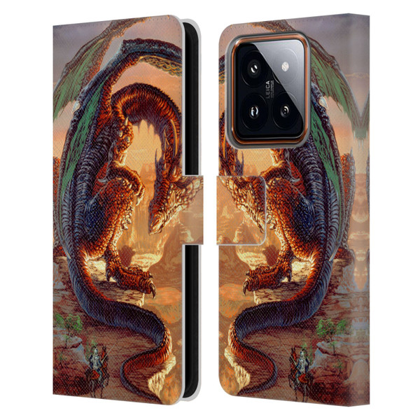 Ed Beard Jr Dragons Bravery Misplaced Leather Book Wallet Case Cover For Xiaomi 14