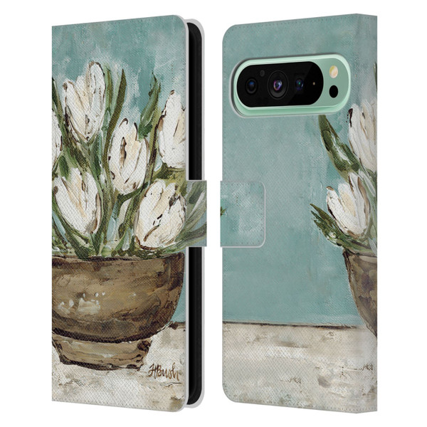 Haley Bush Floral Painting Tulip Bowl Leather Book Wallet Case Cover For Google Pixel 9 Pro XL