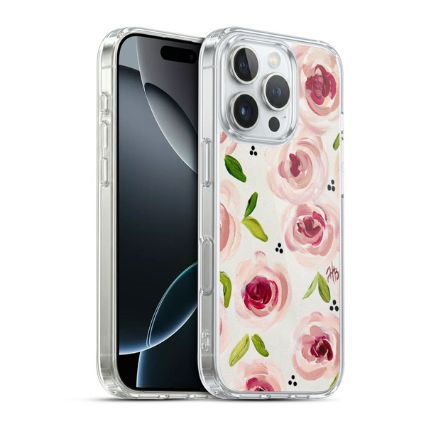 Haley Bush Floral Painting Pink Pattern Soft Gel Case for Apple iPhone 16 Pro & MagSafe