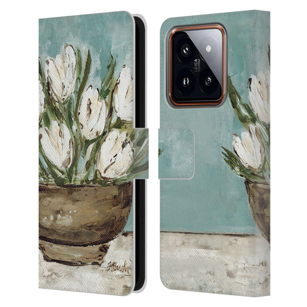 Haley Bush Floral Painting Tulip Bowl Leather Book Wallet Case Cover For Xiaomi 14