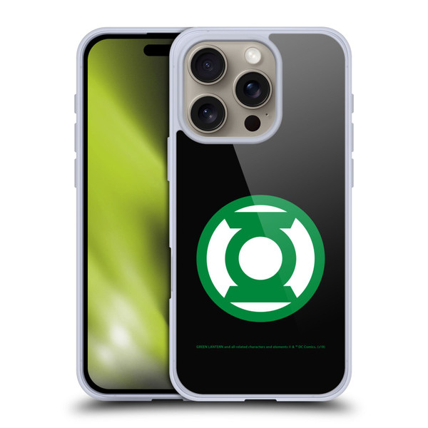 Green Lantern DC Comics Logos Black Soft Gel Case for Apple iPhone 16 Pro