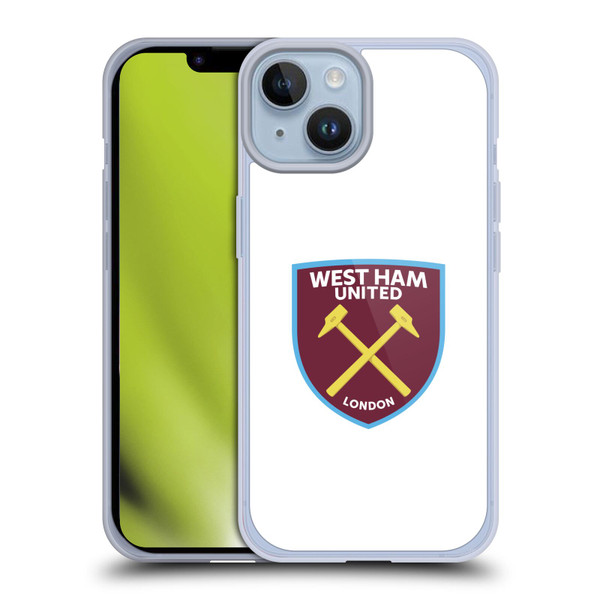 West Ham United FC Crest Full Colour White Soft Gel Case for Apple iPhone 14