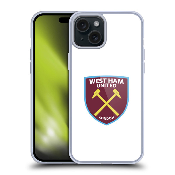 West Ham United FC Crest Full Colour White Soft Gel Case for Apple iPhone 15 Plus