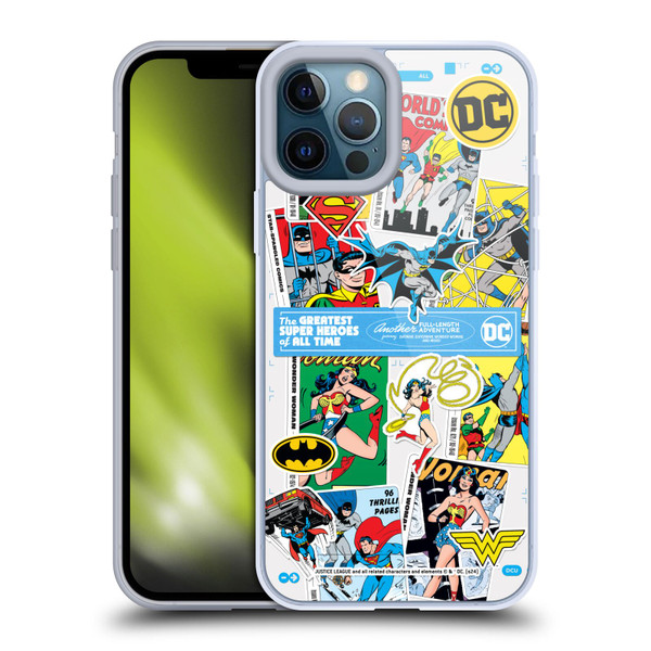 Justice League DC Comics 90th Anniversary Sticker Collage Soft Gel Case for Apple iPhone 12 Pro Max