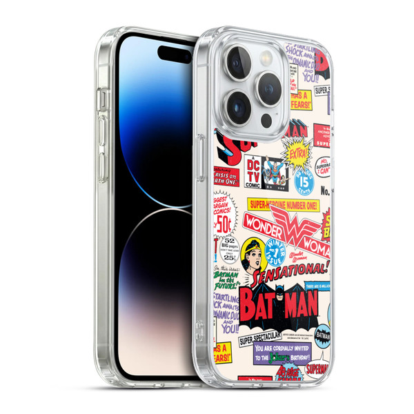 Justice League DC Comics 90th Anniversary Logo Pattern Soft Gel Case for Apple iPhone 13 Pro & MagSafe