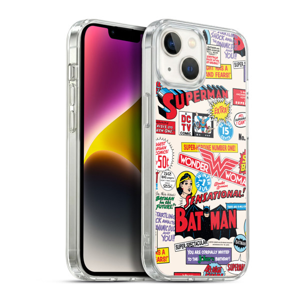 Justice League DC Comics 90th Anniversary Logo Pattern Soft Gel Case for Apple iPhone 14