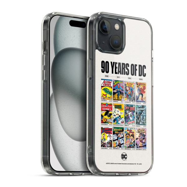Justice League DC Comics 90th Anniversary Trinity Through Ages Soft Gel Case for Apple iPhone 15 Plus & MagSafe