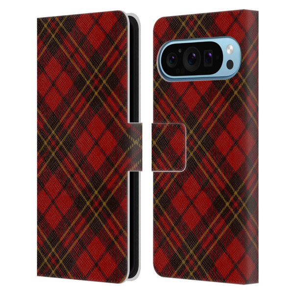 PLdesign Christmas Red Tartan Leather Book Wallet Case Cover For Google Pixel 9 / Pixel 9 Pro