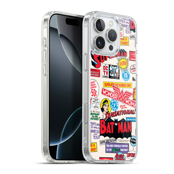 Justice League DC Comics 90th Anniversary Logo Pattern Soft Gel Case for Apple iPhone 16 Pro Max & MagSafe