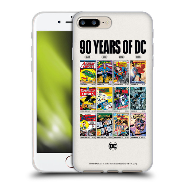 Justice League DC Comics 90th Anniversary Trinity Through Ages Soft Gel Case for Apple iPhone 7 Plus / iPhone 8 Plus
