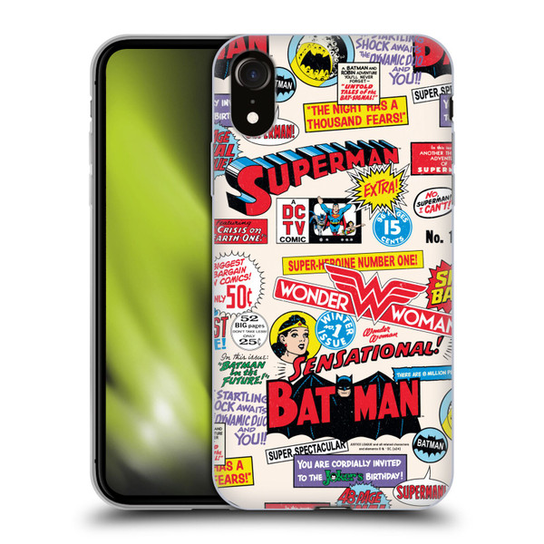 Justice League DC Comics 90th Anniversary Logo Pattern Soft Gel Case for Apple iPhone XR