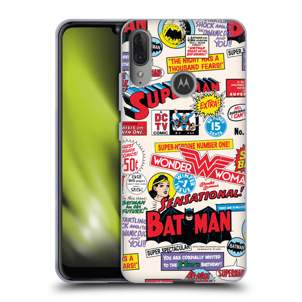 Justice League DC Comics 90th Anniversary Logo Pattern Soft Gel Case for Motorola Moto E6 Plus