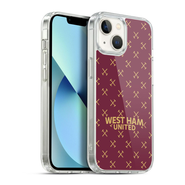 West Ham United FC Hammer Marque Kit Patterns Soft Gel Case for Apple iPhone 13