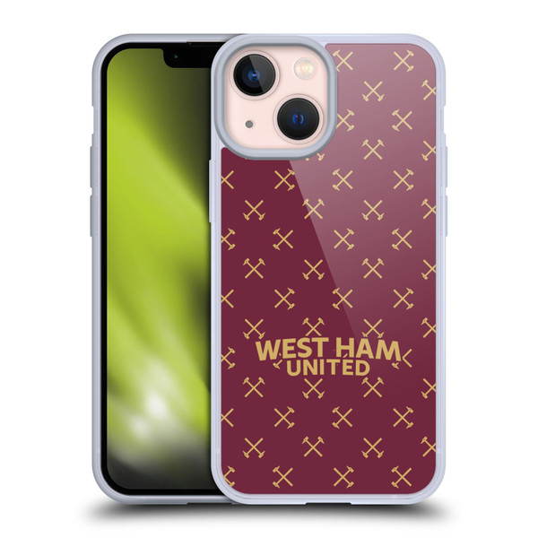 West Ham United FC Hammer Marque Kit Patterns Soft Gel Case for Apple iPhone 13 Mini