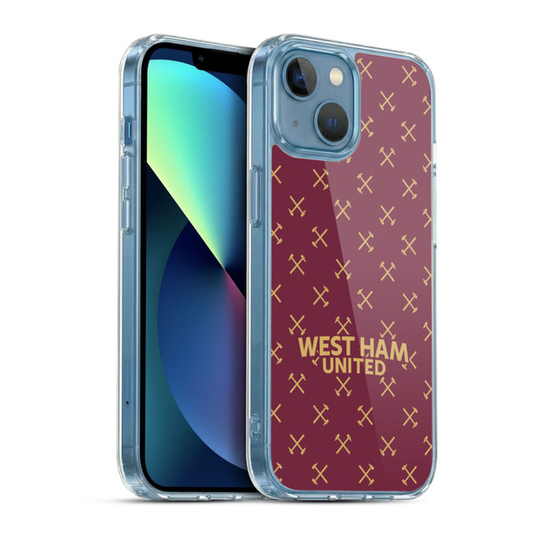 West Ham United FC Hammer Marque Kit Patterns Soft Gel Case for Apple iPhone 13 Mini & MagSafe
