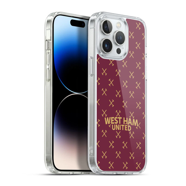 West Ham United FC Hammer Marque Kit Patterns Soft Gel Case for Apple iPhone 13 Pro Max & MagSafe