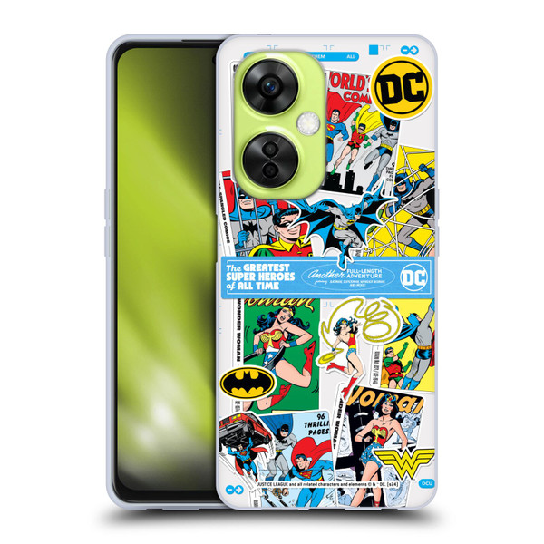 Justice League DC Comics 90th Anniversary Sticker Collage Soft Gel Case for OnePlus Nord CE 3 Lite 5G