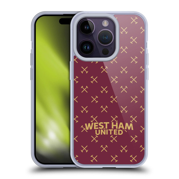 West Ham United FC Hammer Marque Kit Patterns Soft Gel Case for Apple iPhone 14 Pro