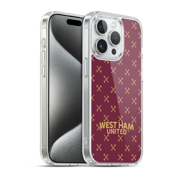 West Ham United FC Hammer Marque Kit Patterns Soft Gel Case for Apple iPhone 15 Pro & MagSafe