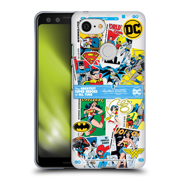 Justice League DC Comics 90th Anniversary Sticker Collage Soft Gel Case for Google Pixel 3