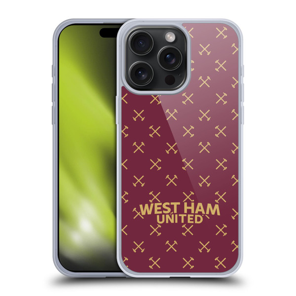 West Ham United FC Hammer Marque Kit Patterns Soft Gel Case for Apple iPhone 15 Pro Max