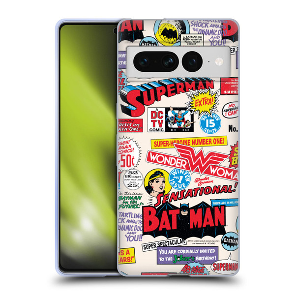 Justice League DC Comics 90th Anniversary Logo Pattern Soft Gel Case for Google Pixel 7 Pro